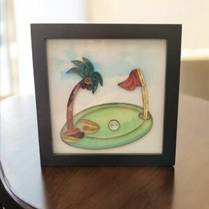 Framed Golf Course Quilling Art 6"×6"